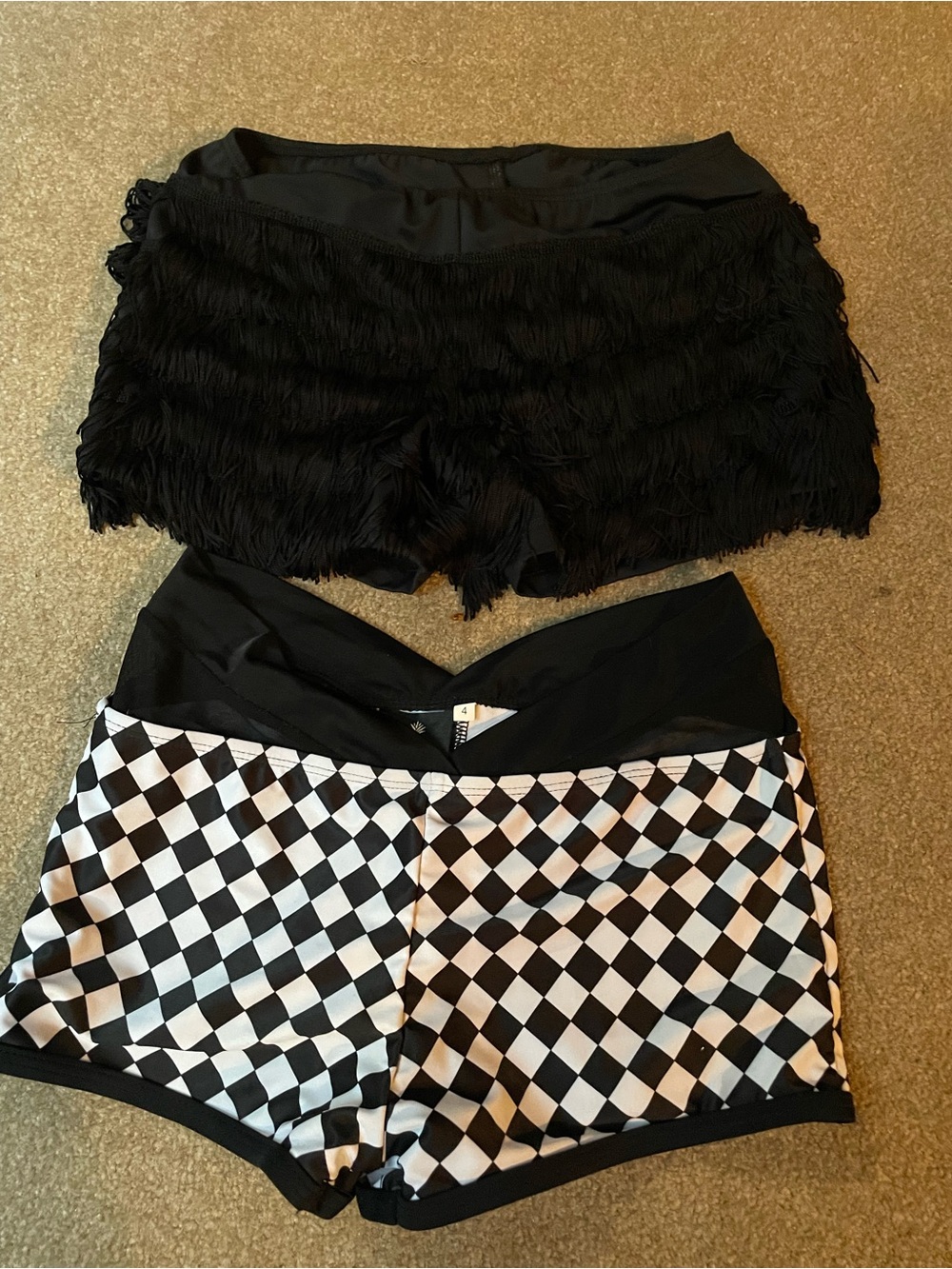 Black Fringe Shorts & Black and White Checker Shorts
